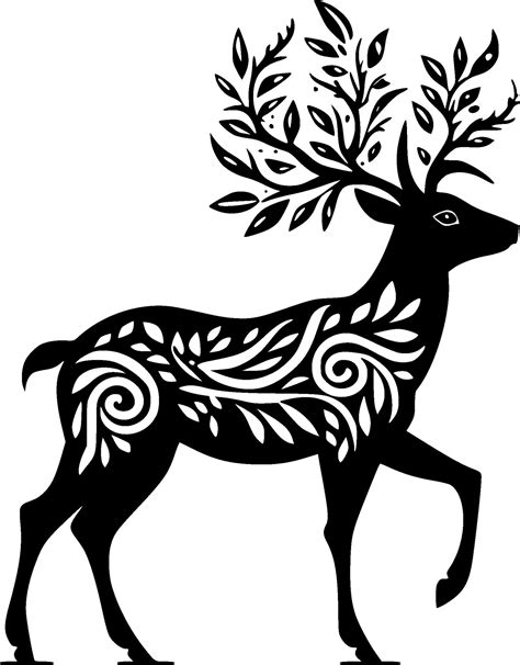 Reindeer, Black and White Vector illustration 28172489 Vector Art at ...