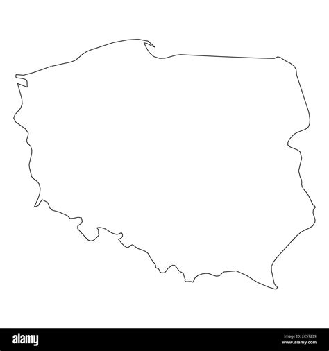 Poland - solid black outline border map of country area. Simple flat ...