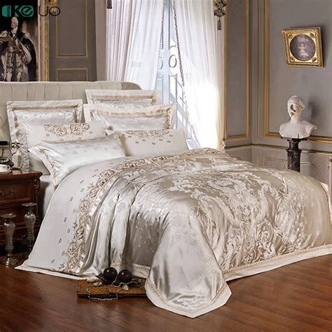 KELUO Wedding Luxury Satin Jacquard Bedding sets Embroidery Queen King size Duvet cover Bed ...