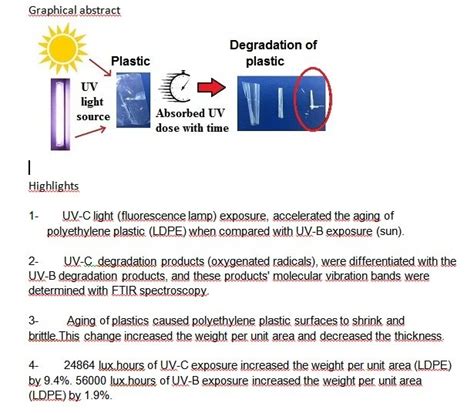 (PDF) Ultraviolet light accelerates the degradation of polyethylene plastics