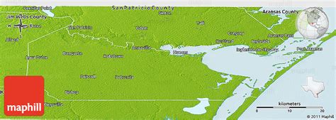 Physical Panoramic Map of Nueces County