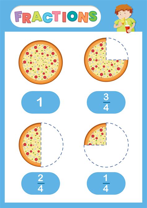 Fractions pizza eduation poster 541253 Vector Art at Vecteezy