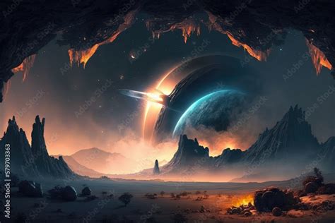 Alien Planet sci-fi outer space encounter wallpaper generative ai ...