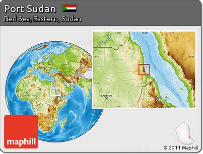 Free Physical Location Map of Port Sudan