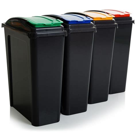 Buy 25lt Slim Plastic Recycling Bin with Lid Slate Base