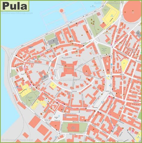 Pula old town map - Ontheworldmap.com