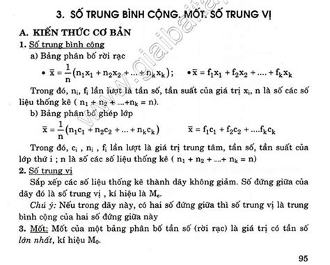 Giải Toán 10 Chương 5 Bài 3: Số trung bình cộng. Số trung vị. Mốt