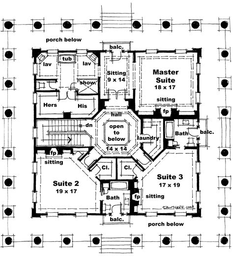 Southern Plantation Home. 4500 Square Feet. Tyree House Plans.