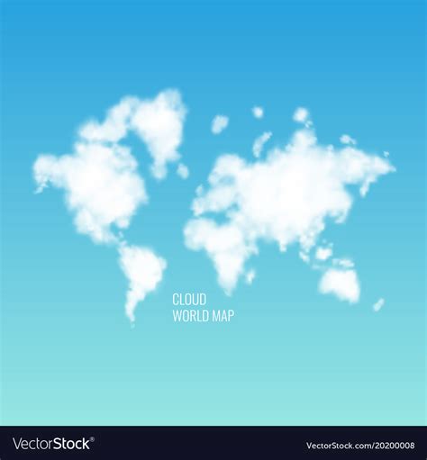 Clouds in the shape of a world map blue sky Vector Image