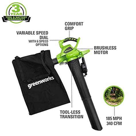 Greenworks 40V (185 MPH) Brushless Cordless Leaf Blower / Vacuum, Tool ...