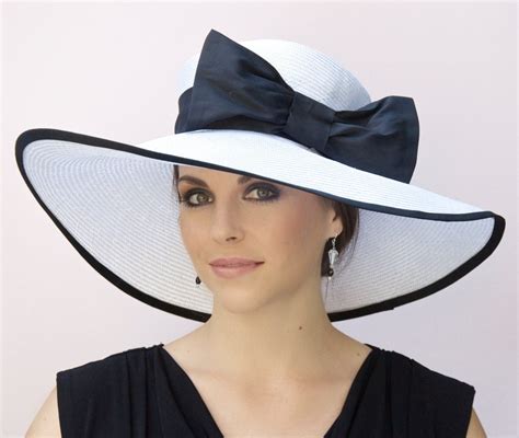 Kentucky Derby Hat, Wedding Hat Black and White Hat, Wide Brim Hat ...