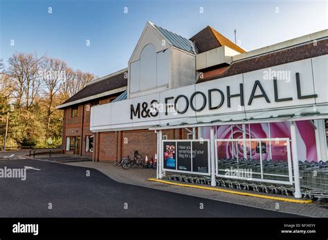 Exterior of Marks And Spencer Food Hall store in Camberley ,Surrey, one of the largest M&S ...