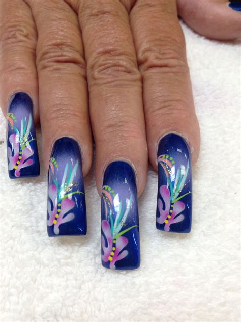 Airbrushed nails | Airbrush nails, Spring nail art, Flower nail art