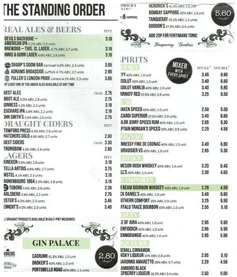 Wetherspoons Drinks Menu / Wetherspoons to take Sunday dinner off the menu after ...