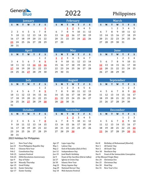 2022 philippines calendar with holidays - 2022 calendar philippines ...