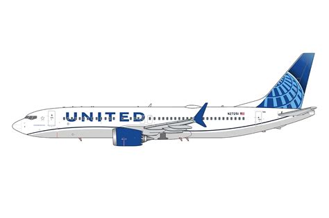 United Airlines Boeing 737 MAX 8 N27251 new livery Gemini Jets GJUAL2049 scale 1:400 ezToys ...