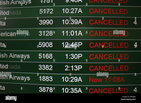 Canceled flights on airport flight status board Cincinnati Stock Photo - Alamy