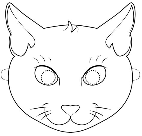 Halloween Black Cat Mask Coloring Page - Free Printable Coloring Pages for Kids