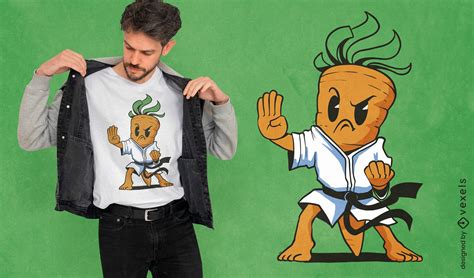 Comical Karate Carrot T-shirt Design Vector Download