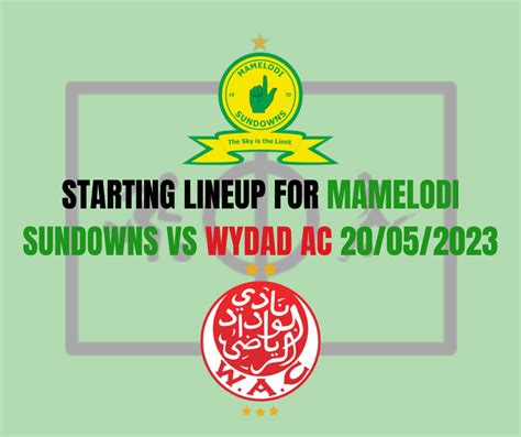 Starting Lineup For Mamelodi Sundowns Vs Wydad AC 20/05/2023