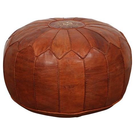 Large Vintage Moroccan Leather Pouf at 1stdibs