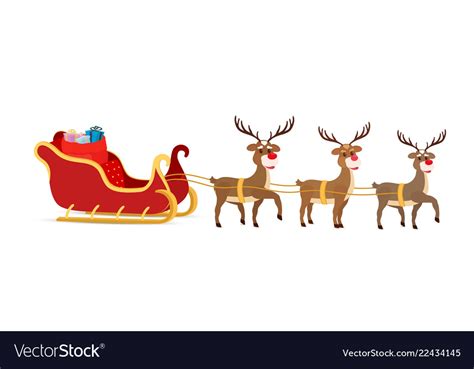 Cartoon sleigh reindeers of santa claus Royalty Free Vector