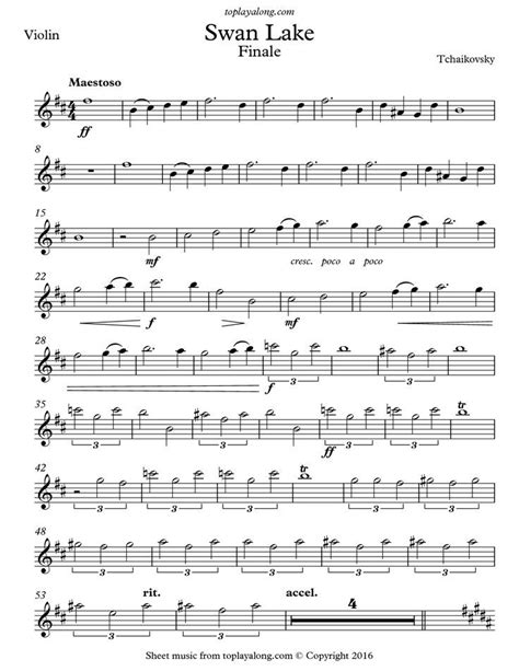 Swan Lake Finale by Tchaikovsky. Free sheet music for violin. Visit toplayalong.com and get ...