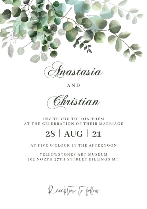 Eucalyptus Wedding Invitation Template | PosterMyWall