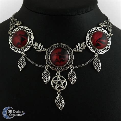 Red pentagram witch necklace by Nyjama on DeviantArt