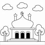 Simple mosque Illustration Design for Coloring Book Color Theme  sketch template