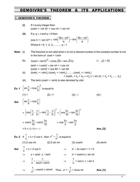 Complex Number - De Moivre's Formula | Theorem | Solved Examples