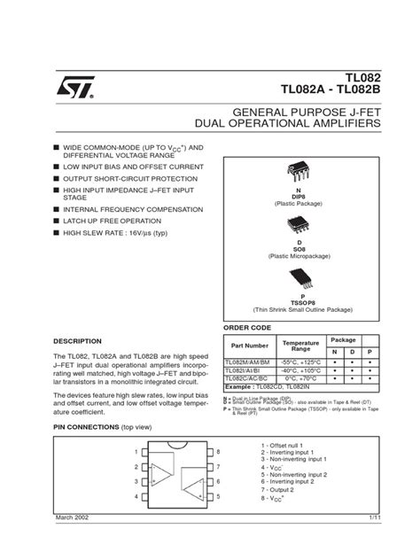 datasheet_TL082.pdf | Amplifier | Operational Amplifier