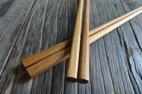 Wooden Chopsticks 5 Pairs Teak Wood Premium Wood Minimal | Etsy