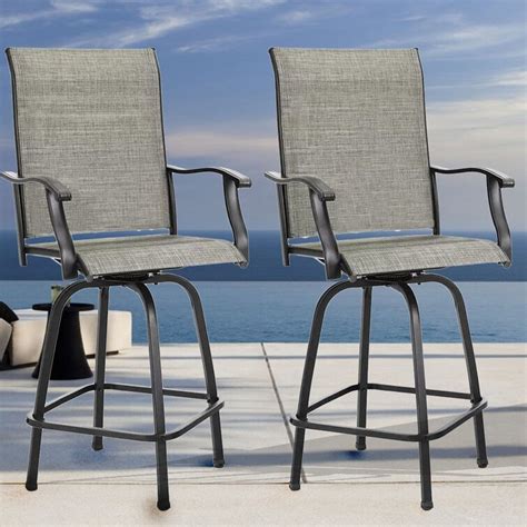 Alcott Hill® 2-Piece Outdoor Swivel Bar Stools With High Back And Armrest | Wayfair