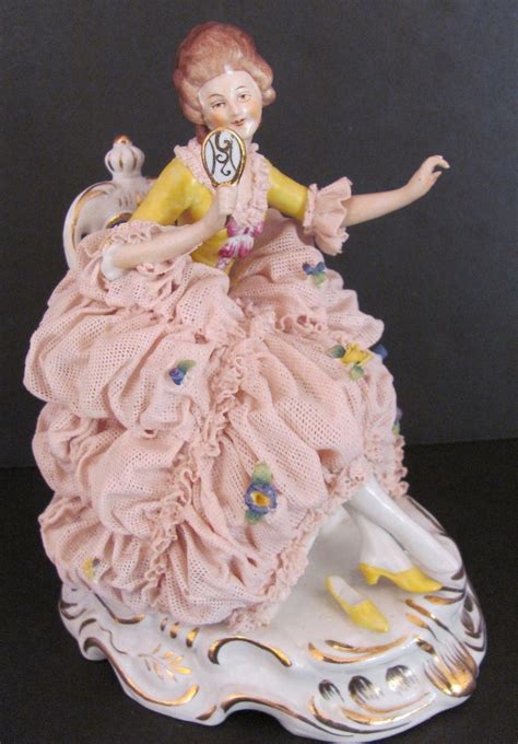 Vintage Dresden Porcelain Lace Figurine Lady with Mirror | Dresden porcelain, Dresden china ...