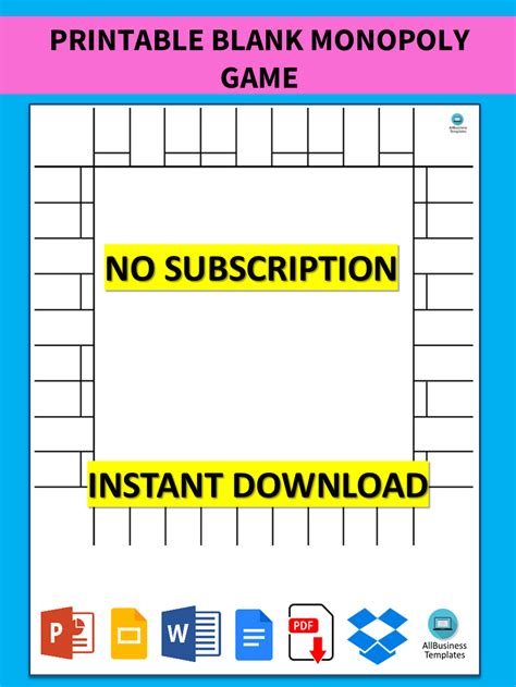 Télécharger Gratuit Printable Blank Monopoly Game