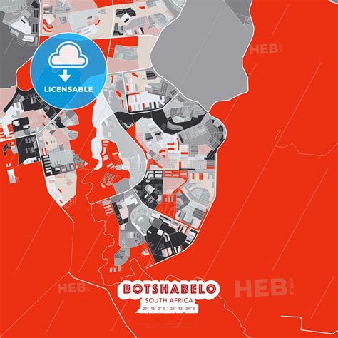 Botshabelo, South Africa - modern street map poster template with gray and red tones - HEBSTREITS