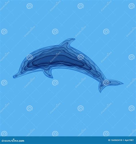 Silhouette of a of Jumping Dolphin Cut Out of Paper. Papercut 3d ...