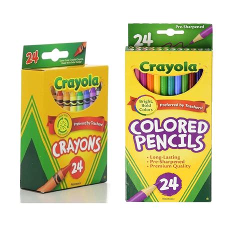 Crayola Crayons Box, & Crayola Classic Colored Pencils, 24 Count's, 2 Pack - Walmart.com ...