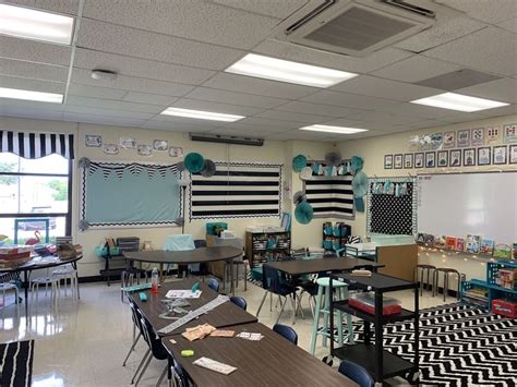 Cool and Calm aqua classroom | Calm classroom, Elementary classroom themes, Turquoise and black ...