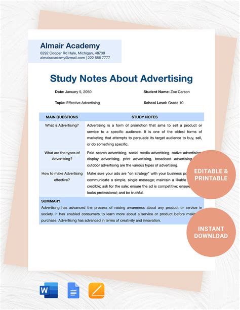 Note Taking Templates in Google Docs - FREE Download | Template.net