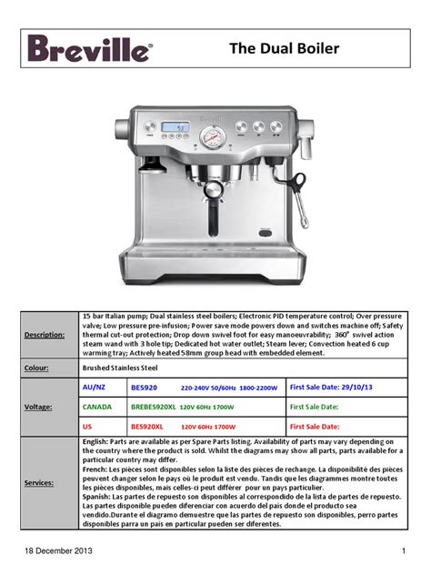 Breville BES920XL | PDF | Valve | Thermostat