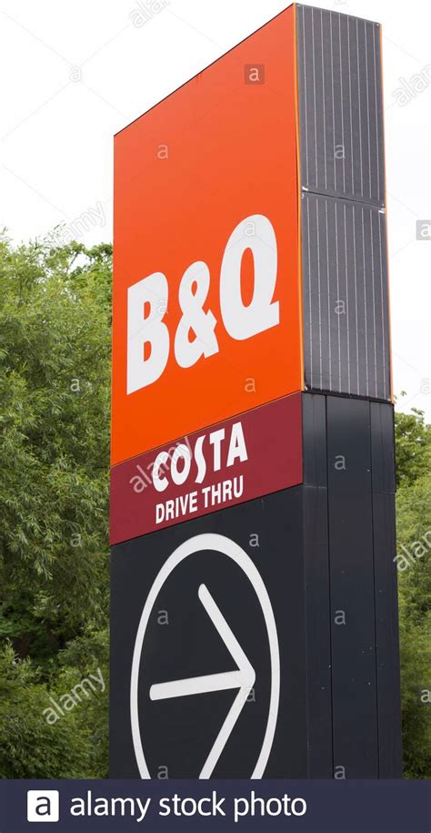 27 June 2020 - England, UK: Sign for drive thru Costa Coffee and B and Q Stock Photo - Alamy