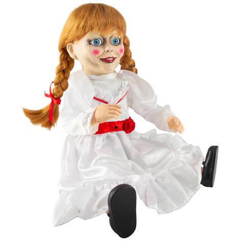 The Conjuring Universe Annabelle Animated Sitting Doll, White, 11-in, Sound Activated Indoor ...