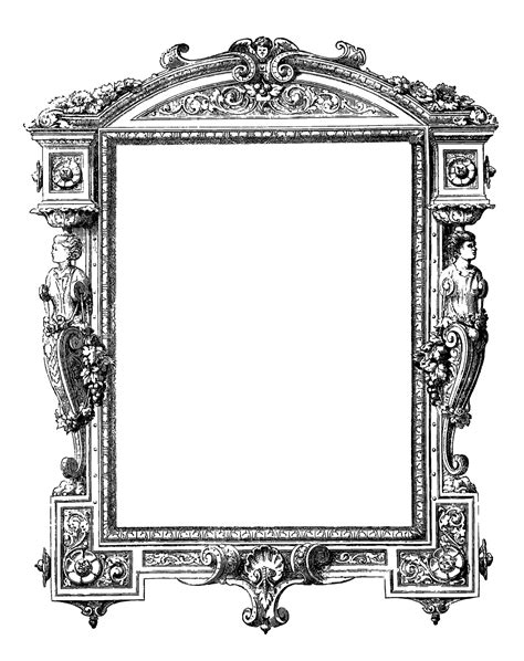 Digital Stamp Design: Antique Frame Artwork Digital Illustration Decorative Border Clip Art ...