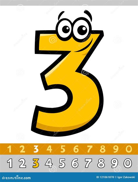 Number Three Vector Cartoon Character Stock Vector - Illustration of ...