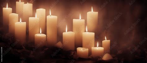 All Souls Day,All Saints Day Backdrop. Lit Candles, Gloomy Concept And Creative Background ...