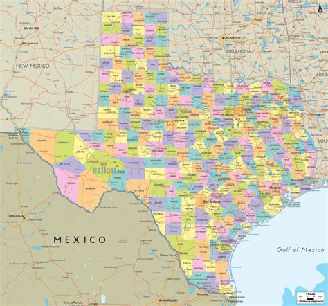 Texas Map With Counties And Highways - State Map