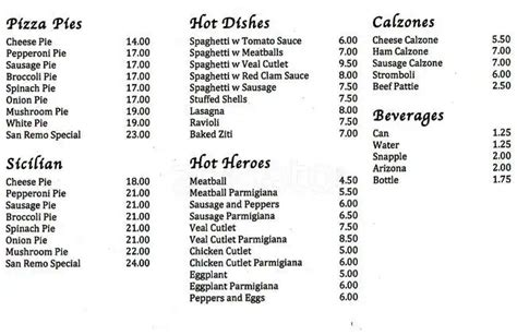 San Remo Pizza Menu, Menu for San Remo Pizza, Hunters Point, New York City - Urbanspoon/Zomato