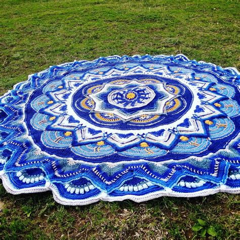 Mandala Madness Colorful Crochet Blanket,Mandala Carpet,crochet mandala ...